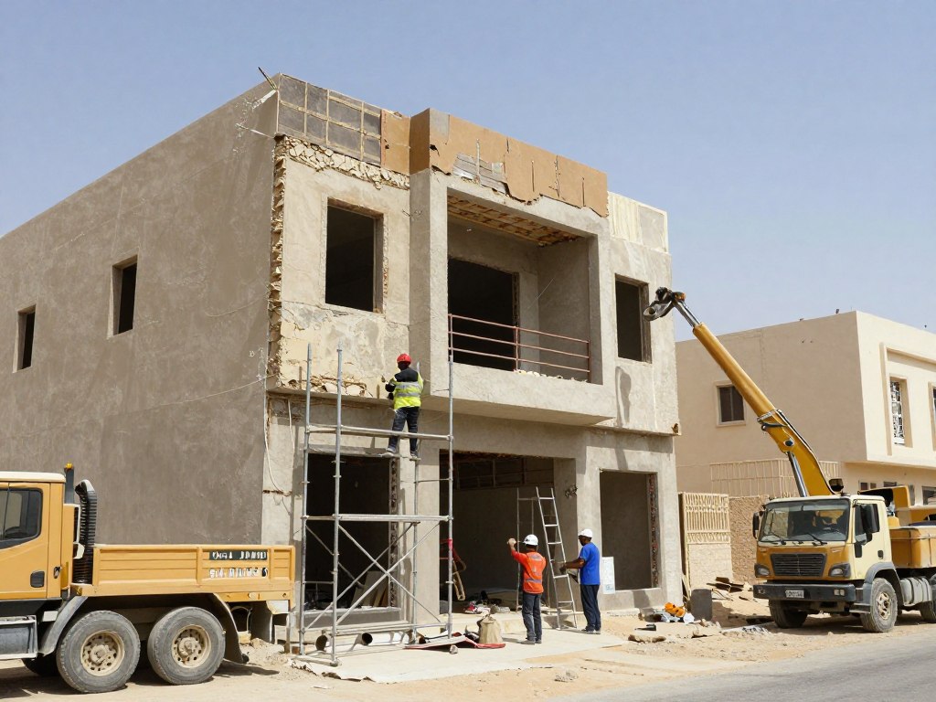 أعمال ترميم احترافية لمبنى في الكويت
