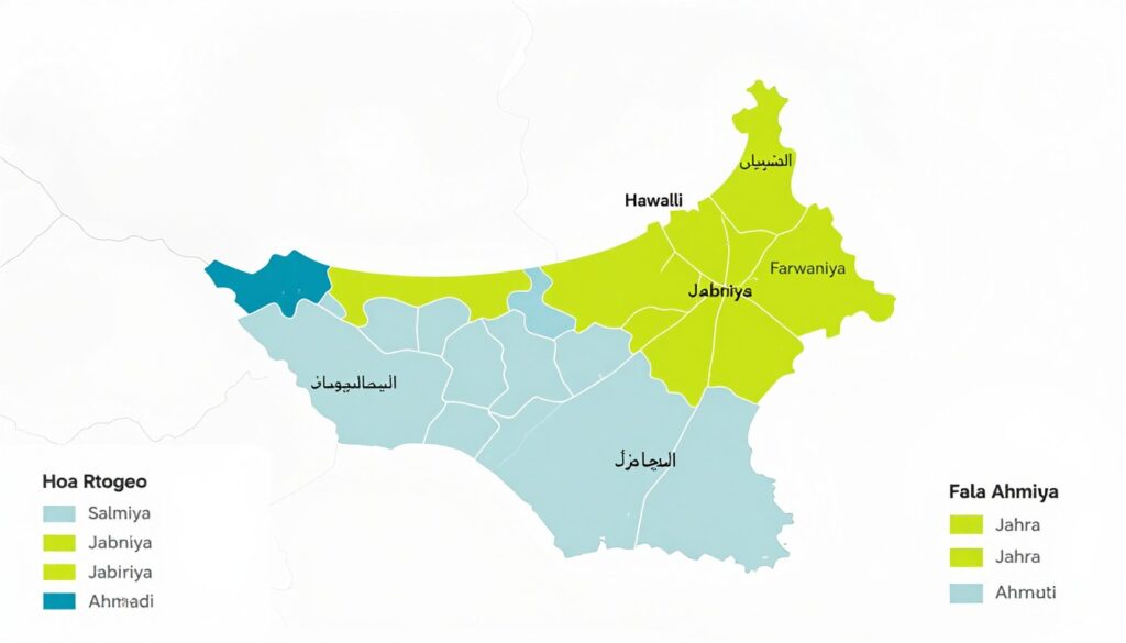 خريطة مناطق تغطية خدمات مقاول المساح في الكويت