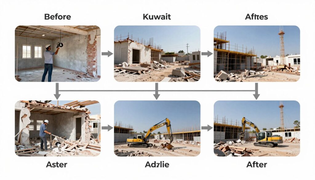 مراحل عملية التكسير من البداية للنهاية في مشروع بالكويت